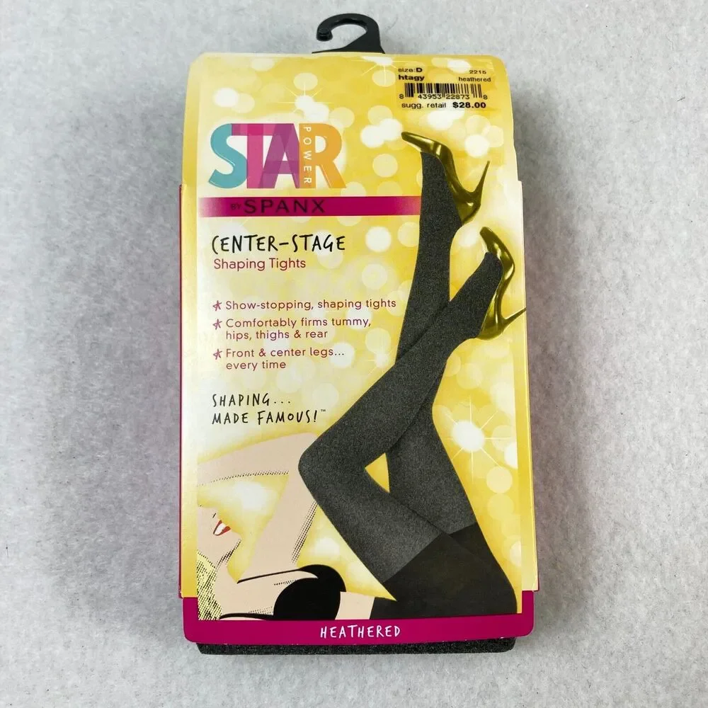 Star Power By Spanx Women's Size D Shaping Tights Heather Gray Stretch Career